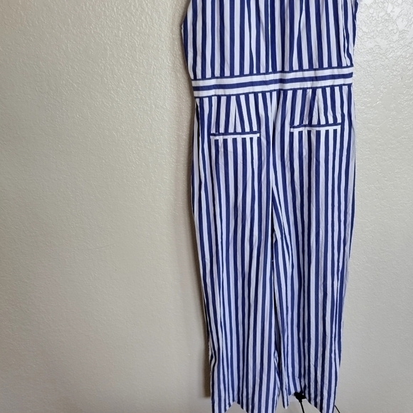 J. Crew Blue White Striped Halter Jumpsuit H7371 Women's Size 12 - Picture 5 of 10